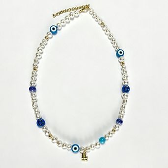 LUV AJ Los Angeles Dodgers Pearl Bead Logo Necklace