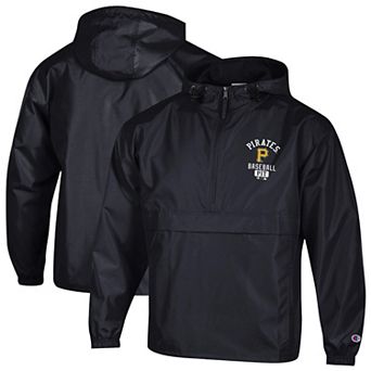 Men's Champion Black Pittsburgh Pirates Packable Windbreaker Half-Zip Jacket