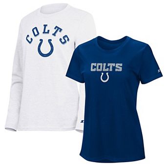 Women's Starter Royal/Ash Indianapolis Colts Short Sleeve & Long Sleeve T-Shirt Combo Pack