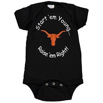 Newborn & Infant Black Texas Longhorns Start 'Em Young Bodysuit