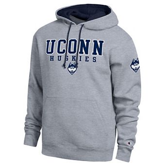 Men's Champion Heather Gray UConn Huskies Contrast Hoodie