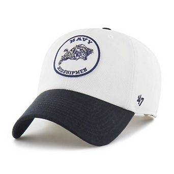 Unisex '47 White/Navy Navy Midshipmen Pique Patch Clean Up Adjustable Hat