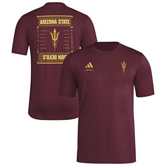 Men's adidas Maroon Arizona State Sun Devils Locker Football Icon AEROREADY Pre-Game T-Shirt