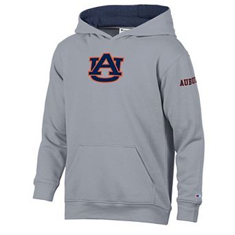 Youth Champion Heather Gray/Navy Auburn Tigers Volume Fleece Hoodie