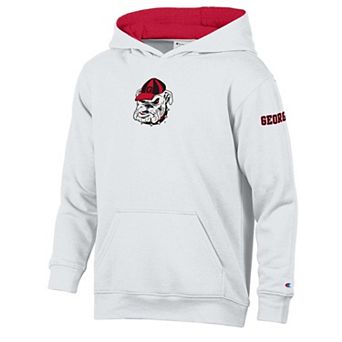 Youth Champion White/Red Georgia Bulldogs Volume Fleece Hoodie