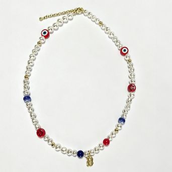 LUV AJ Boston Red Sox Pearl Bead Logo Necklace