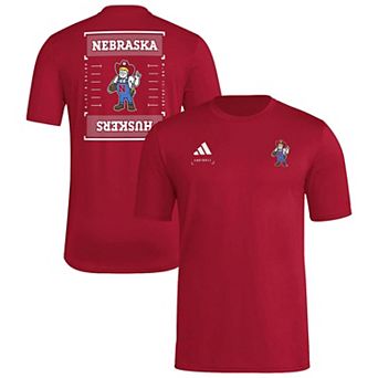 Men's adidas Scarlet Nebraska Huskers Locker Football Icon AEROREADY Pre-Game T-Shirt