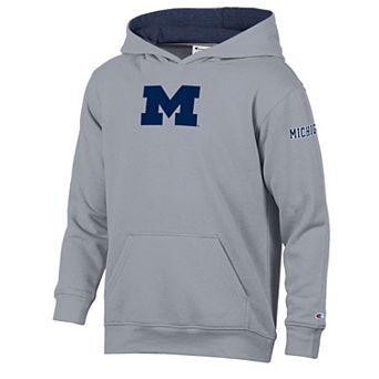 Youth Champion Heather Gray/Navy Michigan Wolverines Volume Fleece Hoodie