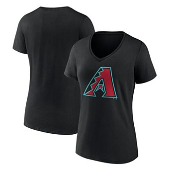 Women's Logo Athletic Black Arizona Diamondbacks Official Logo Athletic V-Neck T-Shirt
