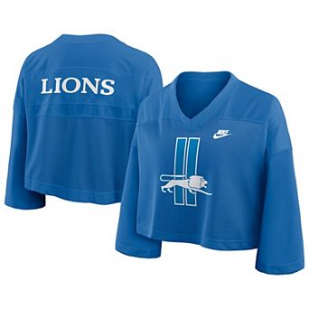 Women's Nike Blue Detroit Lions Rewind Cropped Mesh Dri-FIT Fashion Jersey