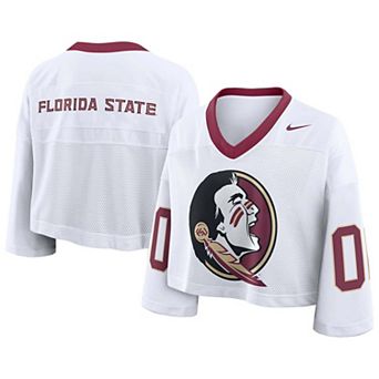 Women's Nike White Florida State Seminoles Oversized Logo Cropped Fashion Jersey