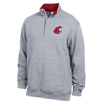 Men's Champion Heather Gray Washington State Cougars Fleece Quarter-Zip Pullover