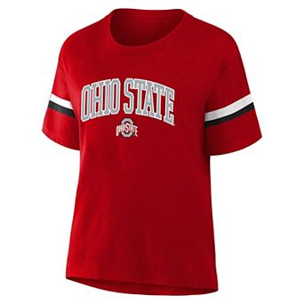 Women's Profile Scarlet Ohio State Buckeyes Stripe Plus Size T-Shirt