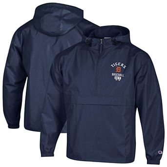 Men's Champion Navy Detroit Tigers Packable Windbreaker Half-Zip Jacket