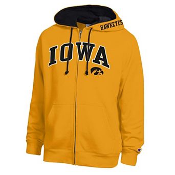 Men's Champion Gold Iowa Hawkeyes Arch Logo Full-Zip Fleece Hoodie