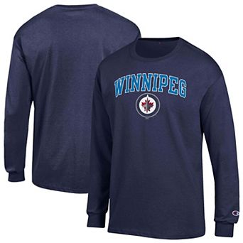 Men's Champion Navy Winnipeg Jets Jersey Long-Sleeve T-Shirt