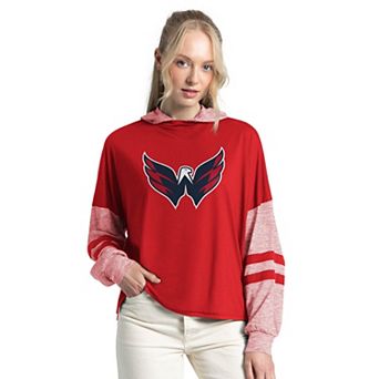 Women's Starter Red Washington Capitals Fuel Up Long Sleeve Hooded T-Shirt