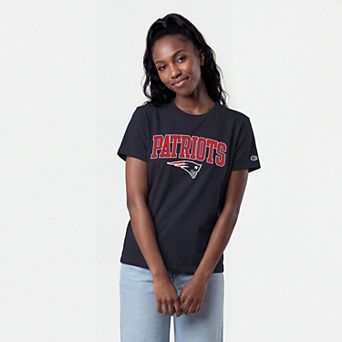 Women's Champion Navy New England Patriots Arched Over Logo T-Shirt