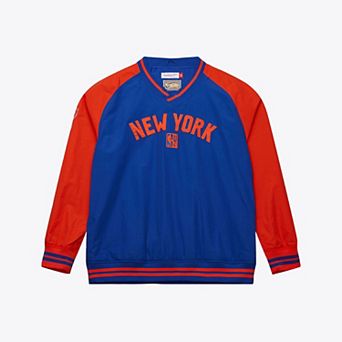 Men's Mitchell & Ness Royal New York Knicks Classic V-Neck Pullover Jacket