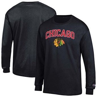 Men's Champion Black Chicago Blackhawks Jersey Long-Sleeve T-Shirt
