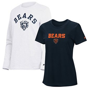 Women's Starter Navy/Ash Chicago Bears Short Sleeve & Long Sleeve T-Shirt Combo Pack