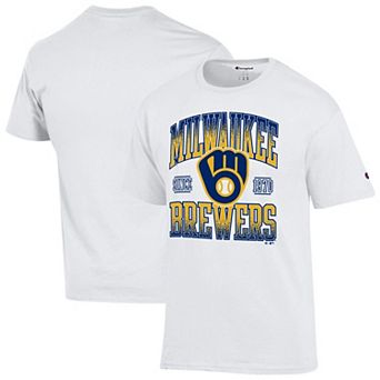 Men's Champion White Milwaukee Brewers Team Name T-Shirt
