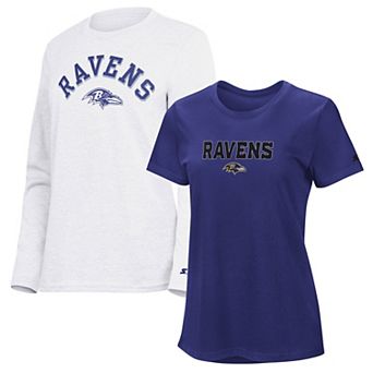 Women's Starter Purple/Ash Baltimore Ravens Short Sleeve & Long Sleeve T-Shirt Combo Pack