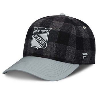 Men's Fanatics Black/Gray New York Rangers Huntsman Plaid A-Frame Adjustable Hat