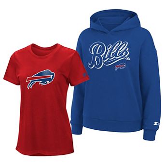 Women's Starter Red/Royal Buffalo Bills Hoodie & T-Shirt Combo Pack