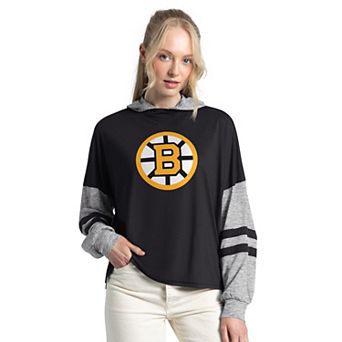 Women's Starter Black Boston Bruins Fuel Up Long Sleeve Hooded T-Shirt
