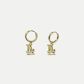 LUV AJ Los Angeles Dodgers Logo Charm Huggie Earrings