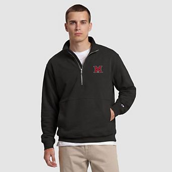 Men's Champion Black Miami University RedHawks Quarter-Zip Fleece Pullover