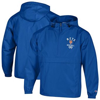 Men's Champion Royal New York Mets Packable Windbreaker Half-Zip Jacket