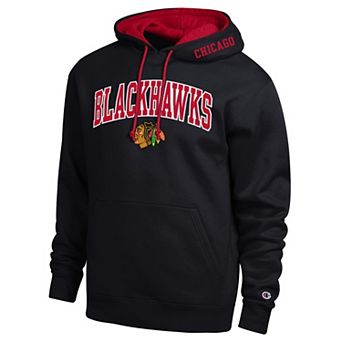 Men's Champion Black Chicago Blackhawks Contrast Hoodie