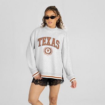 Women's Gameday Couture Gray Texas Longhorns Rally Point Contrast Stripe Mock Neck Sweatshirt