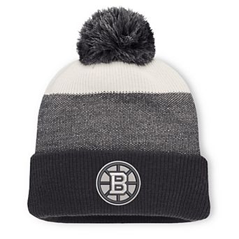 Men's Fanatics Black/Light Beige Boston Bruins Monochrome Cuffed Knit Hat with Pom
