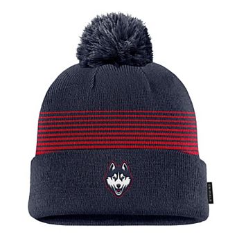 Men's Nike Navy UConn Huskies 2026 On-Field Peak Cuffed Knit Hat with Pom