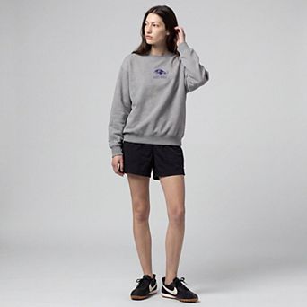 Women's Mitchell & Ness Gray Baltimore Ravens Core Essentials Micro Logo Fleece Sweatshirt