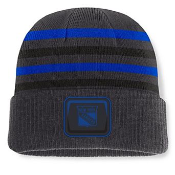 Men's Fanatics Black New York Rangers Knurly Stripe Cuffed Knit Hat