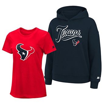 Women's Starter Red/Navy Houston Texans Hoodie & T-Shirt Combo Pack