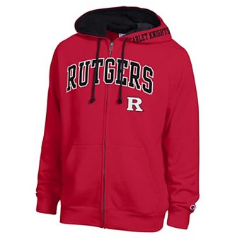 Men's Champion Scarlet Rutgers Scarlet Knights Arch Logo Full-Zip Fleece Hoodie