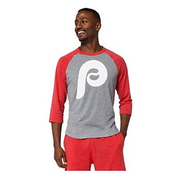 Men's Homage Gray Philadelphia Phillies Raglan Tri-Blend 3/4-Sleeve T-Shirt
