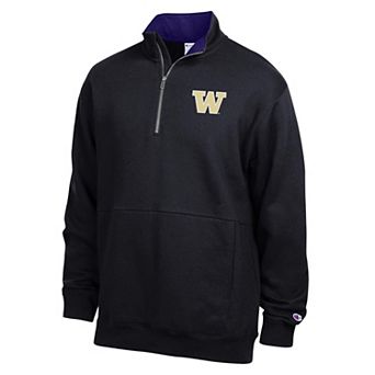 Men's Champion Black Washington Huskies Fleece Quarter-Zip Pullover