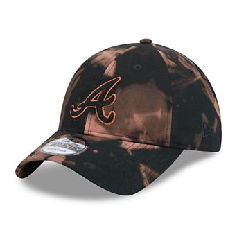 Men's New Era Black Atlanta Braves Bleach Wash 9TWENTY Adjustable Hat