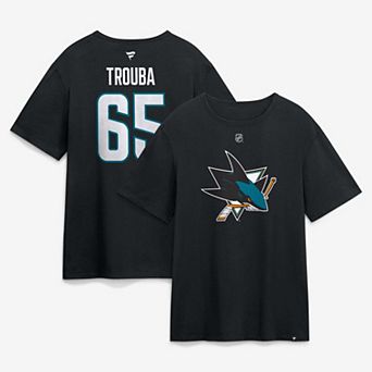 Men's Fanatics Jacob Trouba Black San Jose Sharks Authentic Stack Name & Number T-Shirt