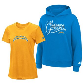 Women's Starter Gold/Powder Blue Los Angeles Chargers Hoodie & T-Shirt Combo Pack