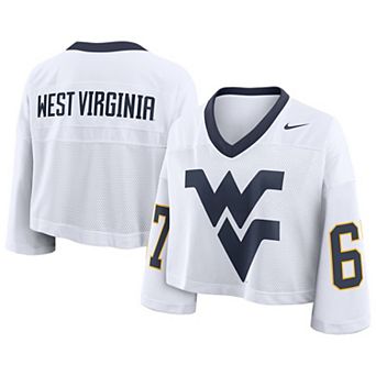 Women's Nike White West Virginia Mountaineers Oversized Logo Cropped Fashion Jersey