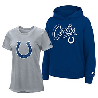 Women's Starter Gray/Royal Indianapolis Colts Hoodie & T-Shirt Combo Pack
