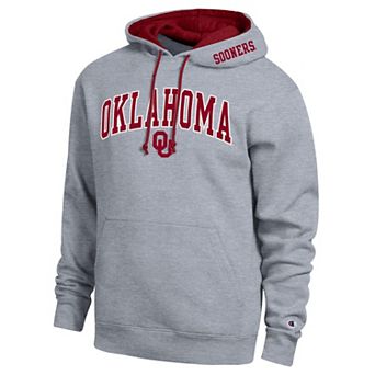 Men's Champion Heather Gray Oklahoma Sooners Arch Tackle Twill Hoodie
