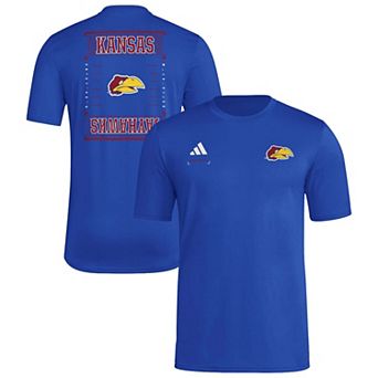 Men's adidas Royal Kansas Jayhawks Locker Football Icon AEROREADY Pre-Game T-Shirt